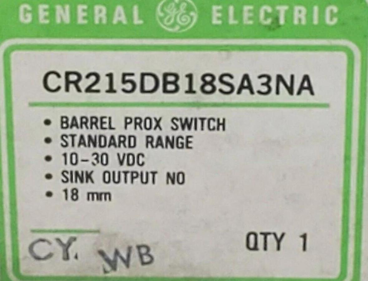 Used NIB GENERAL ELECTRIC CR215DB18SA3NA BARREL PROX SWITCH 10-30 VDC 18MM