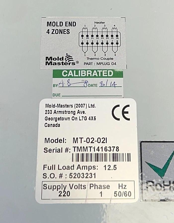 Used MOLD MASTERS MT-02-02I / MT0202I TEMP MASTER MT CONTROLLER 4-ZONES 220V 1PH USNP