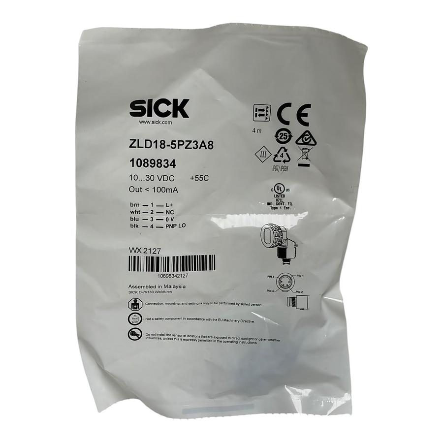 Used SICK ZLD18-5PZ3A8 SimpleSense Photoelectric Sensor Switch 1089834 - NEW SEALED