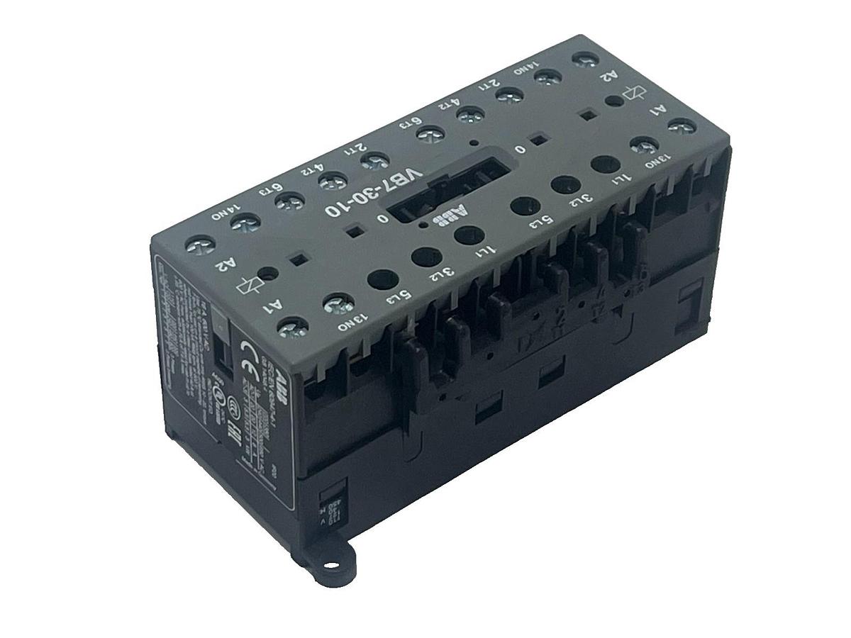 Used ABB VB7-30-10 MINI CONTACTOR 3-Pole + 1 Aux, W/ AUXILIARY CONTACT CAF6-11E, NSNP