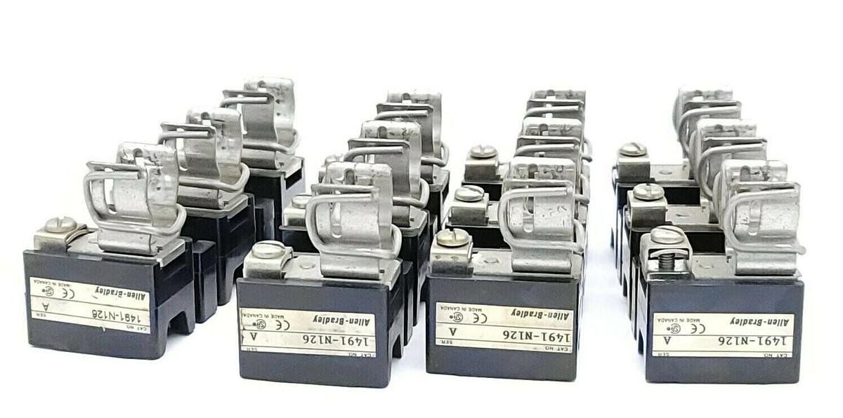 Used LOT OF 4 ALLEN BRADLEY 1491-N126 FUSE BLOCKS 30AMP 3OLE 600V SER. A