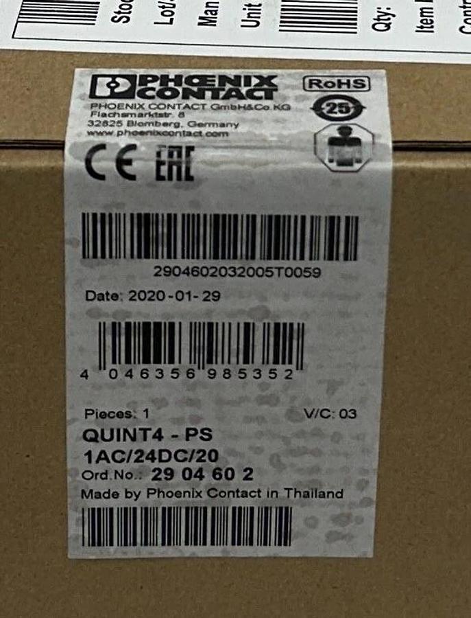 Used PHOENIX CONTACT QUINT4-PS/1AC/24DC/20 / 2904602 QUINT POWER SUPPLY 24VDC NSFS
