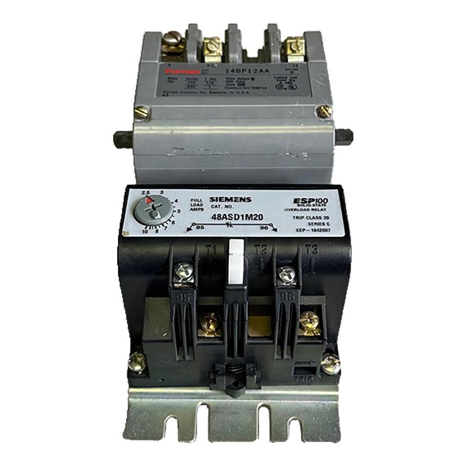 Used SIEMENS FURNAS 14BP12AA MAGNETIC STARTER 1/3-1HP 115/230V 00 W/ 48ASD1M20 RELAY