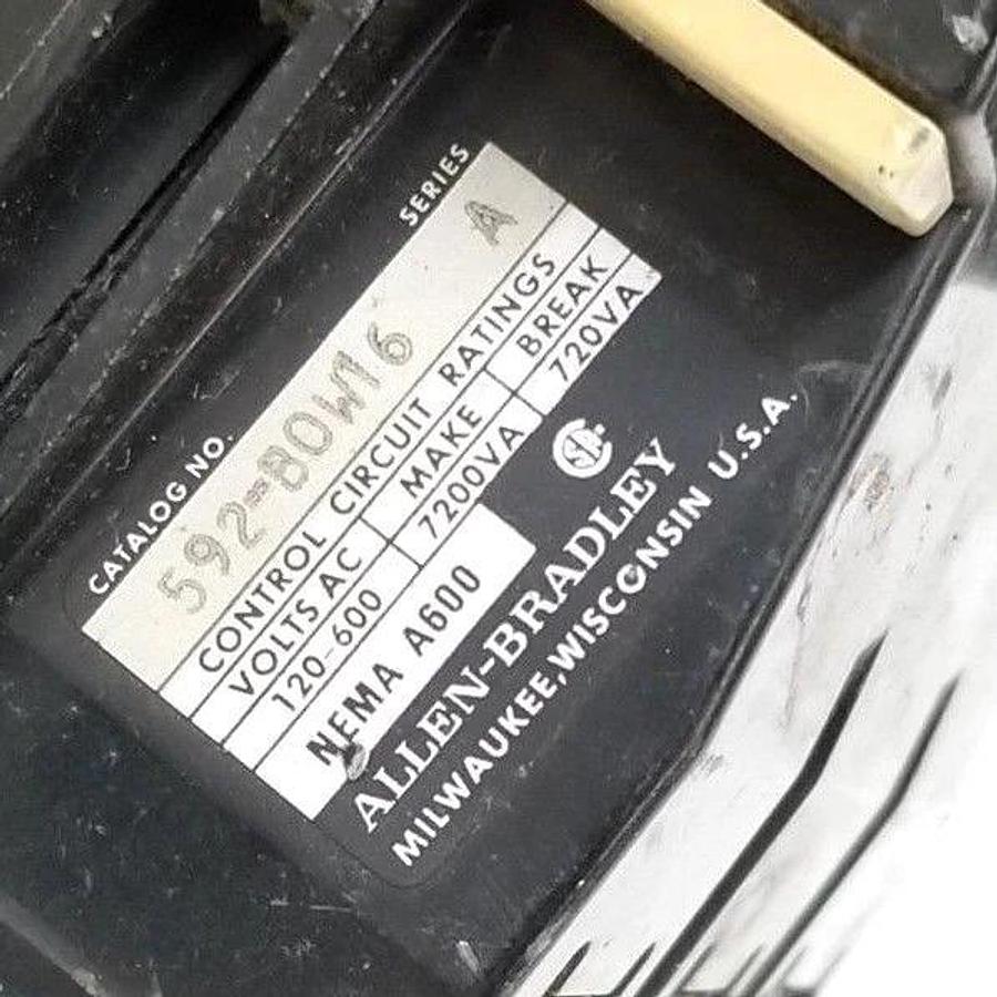 Used ALLEN BRADLEY 505-AOD REVERSING STARTER SER. B W/ (2) CB236 COILS , 592-BOW16