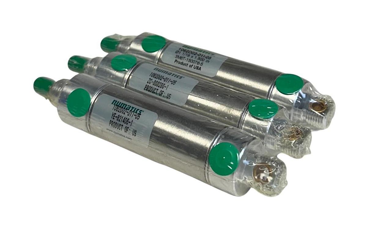 Used 3 NUMATICS 1062D02-01I-05 / 1062D0201I05 PNEUMATIC CYLINDERS DOUBLE-ACTING NSMP