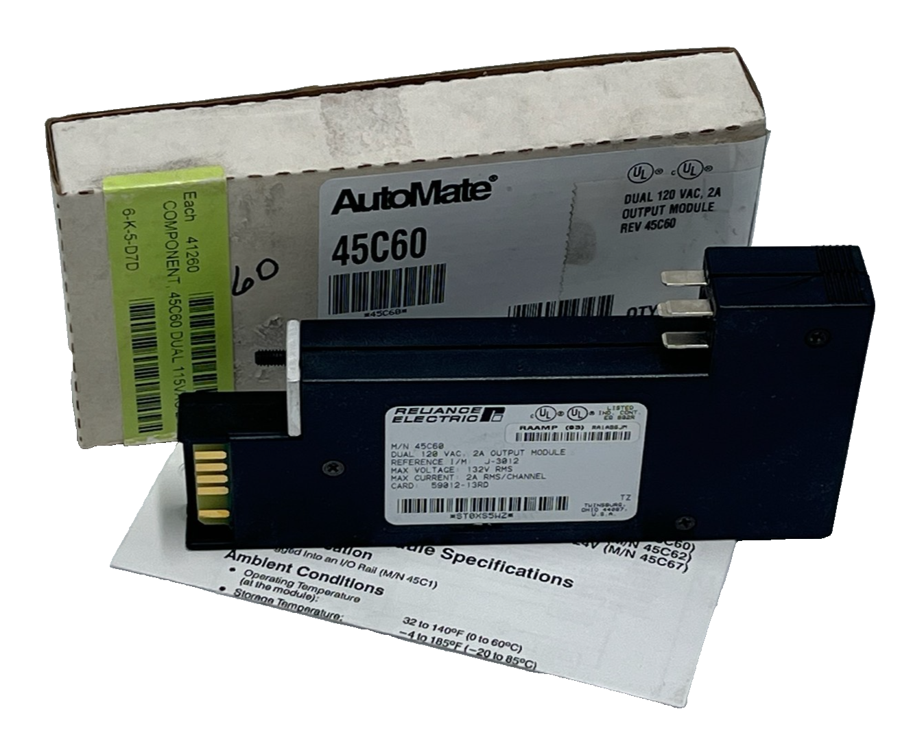 Used Reliance Electric AutoMate 45C60 Dual Output Module | 120VAC 2A | Rev 45C60