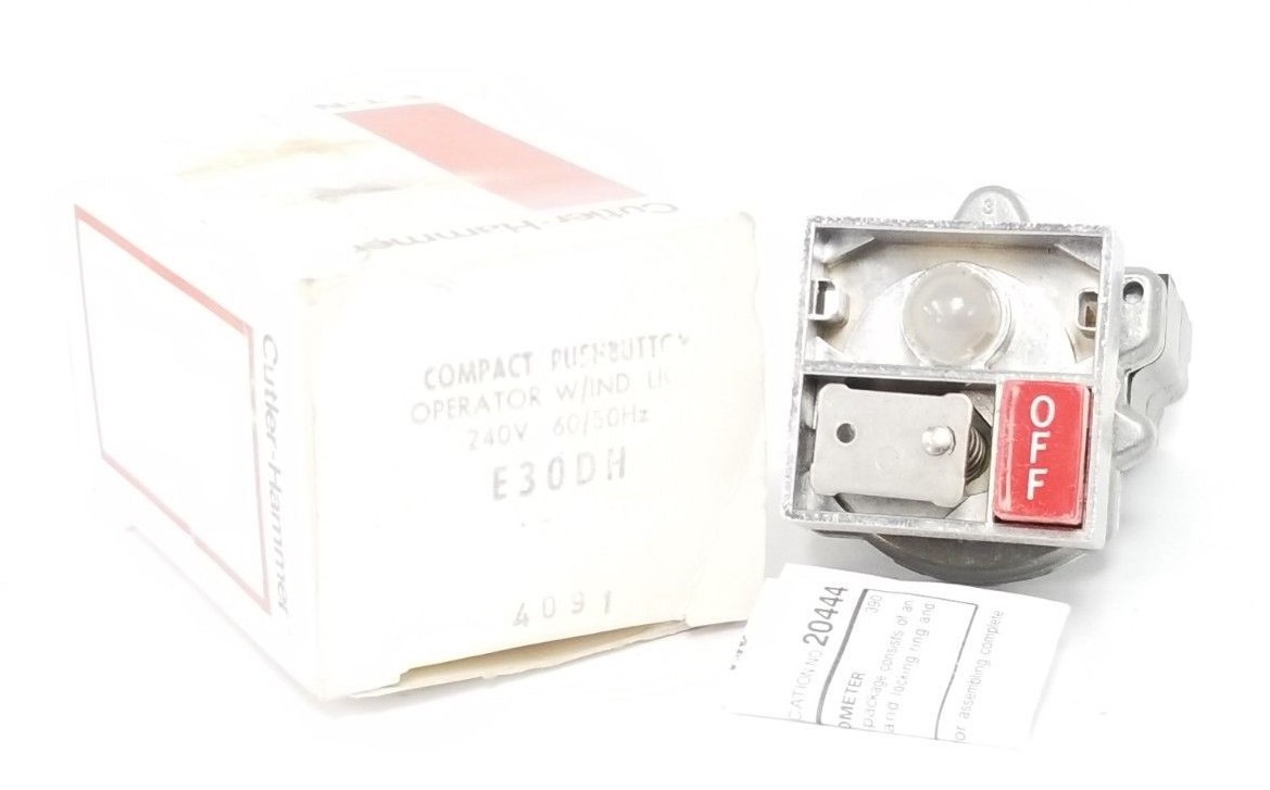 NIB EATON CUTLER-HAMMER E30DH COMPACT PUSHBUTTON OPERATOR W/IND. LIGHT