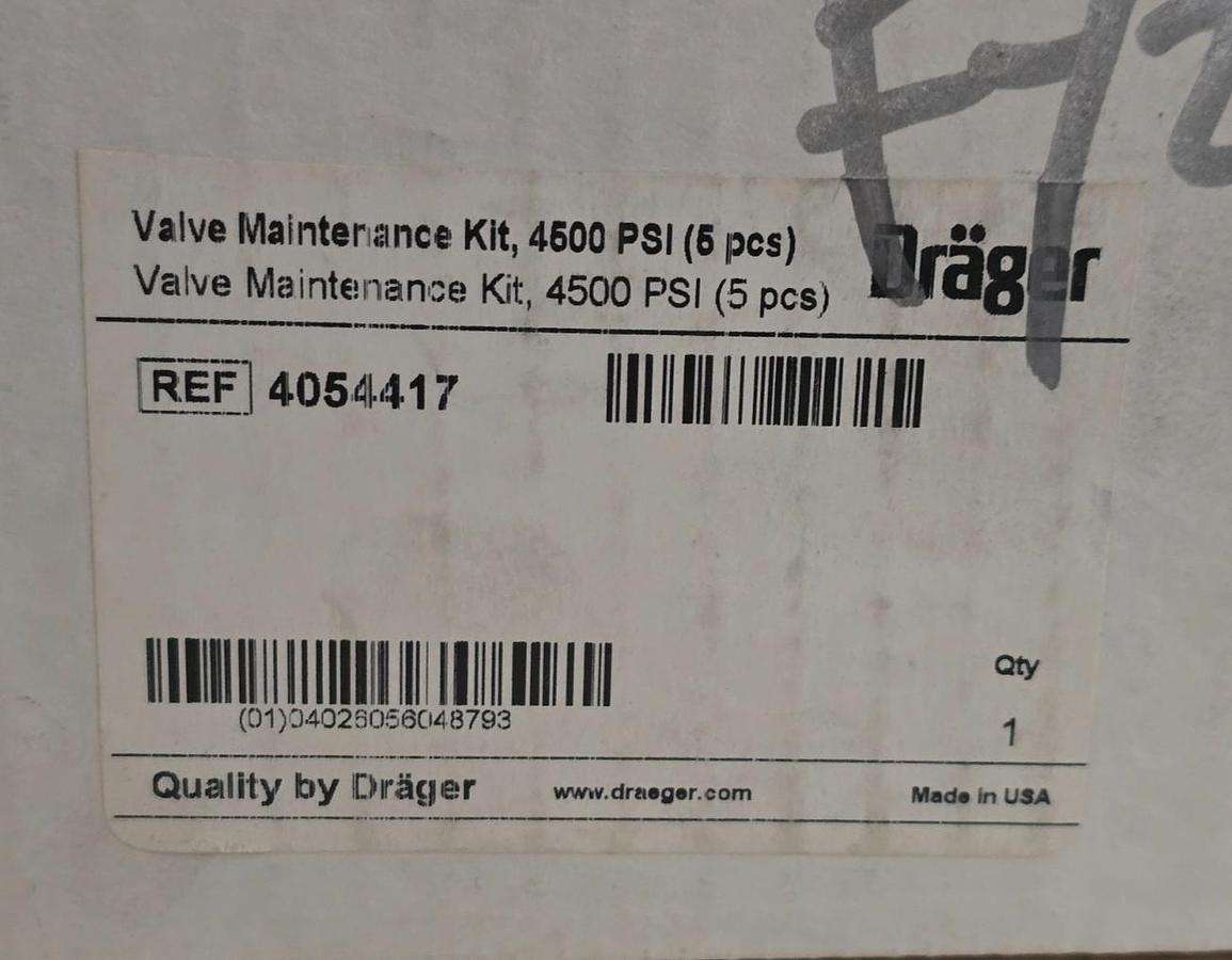 Used Drager Draeger 4054417 Valve Maintenance Kit 4500 PSI (5 Pcs) OEM NSMP