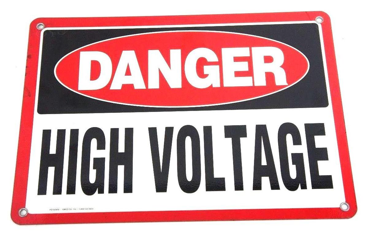 Used BOX OF 12 NEW DANGER HIGH VOLTAGE SIGNS PD102859