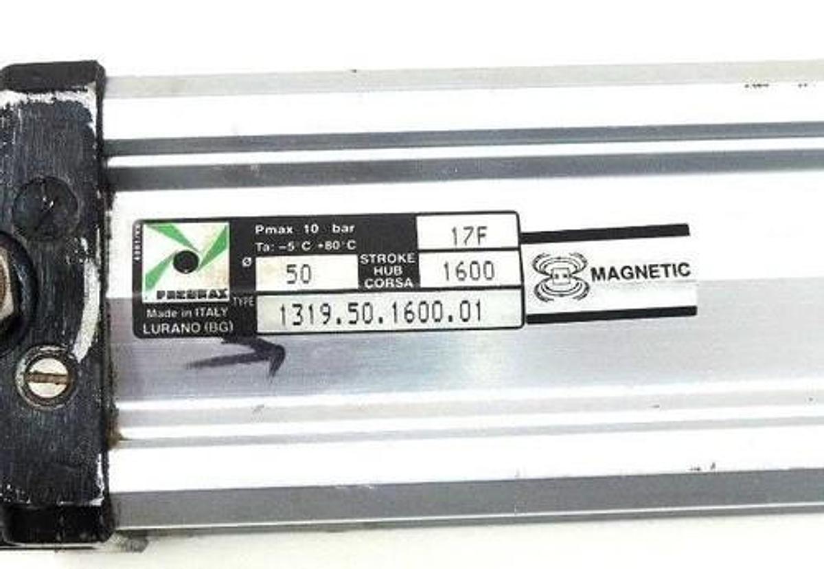 Used PNEUMAX 1319.50.1600.01 PNEUMATIC VALVE CYLINDER 10 BAR 70" LENGTH 131950160001