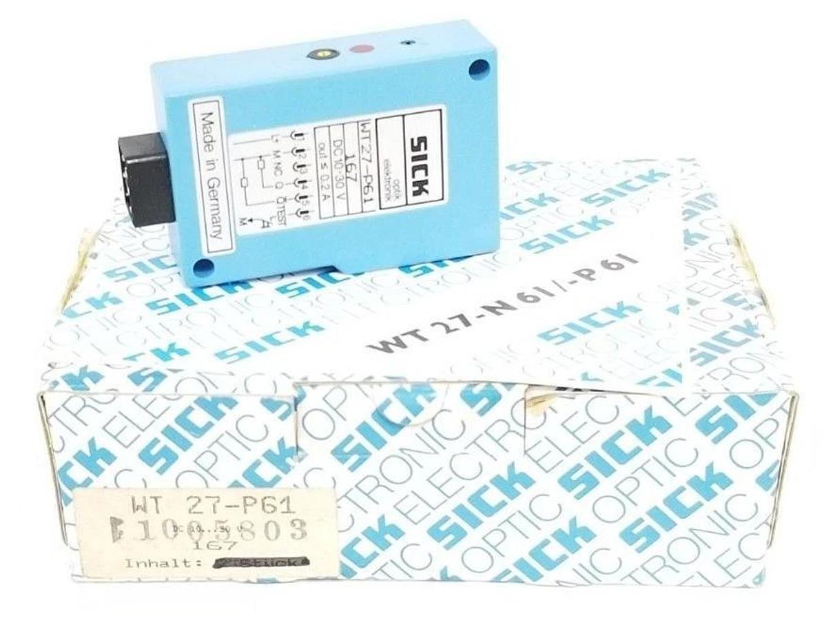 Used NIB SICK OPTIC WT27-P61-167 PHOTOELECTRIC SENSOR 10-30VDC 1005803 WT27P61167