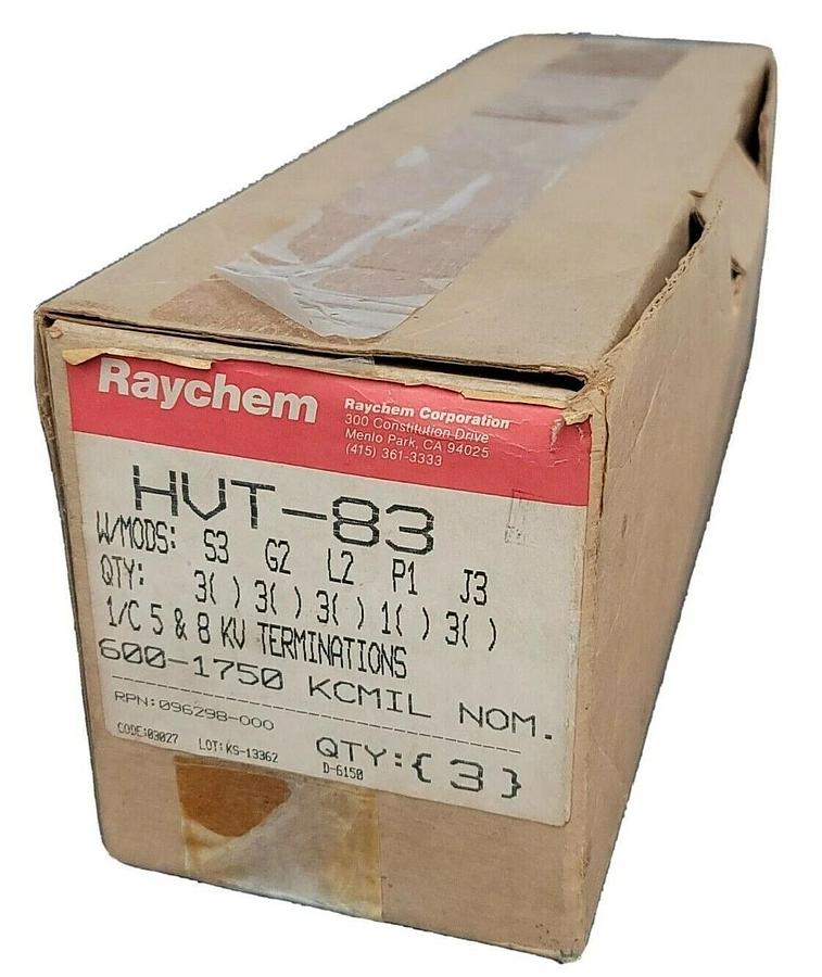 Used BOX OF 3 NEW RAYCHEM HVT-83 1/C 5 & 8KV TERMINATIONS 096298-000