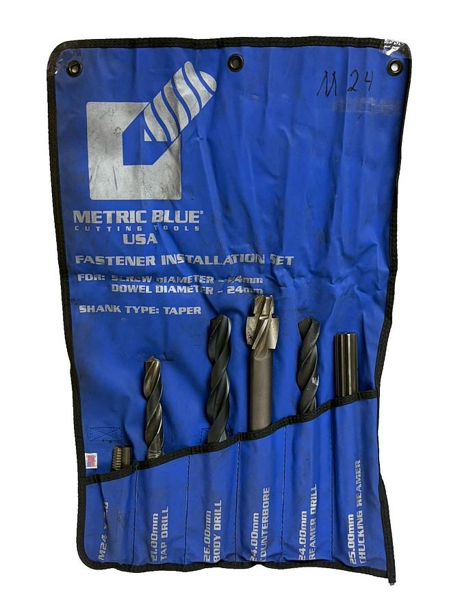 Used Metric Blue M24 Fastener Drill Counterbore Reamer Tap Kit