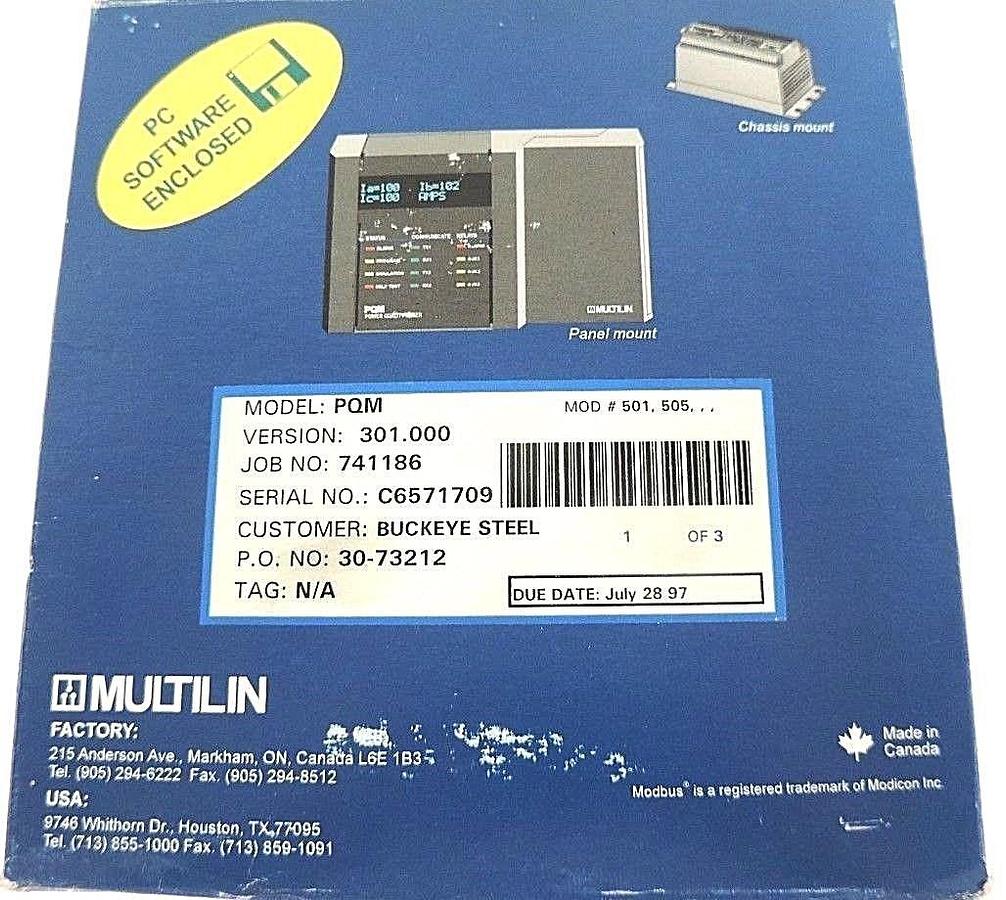 Used NIB GE MULTILIN PQM POWER QUALITY METER VERSION: 301.000 W/ PC SOFTWARE