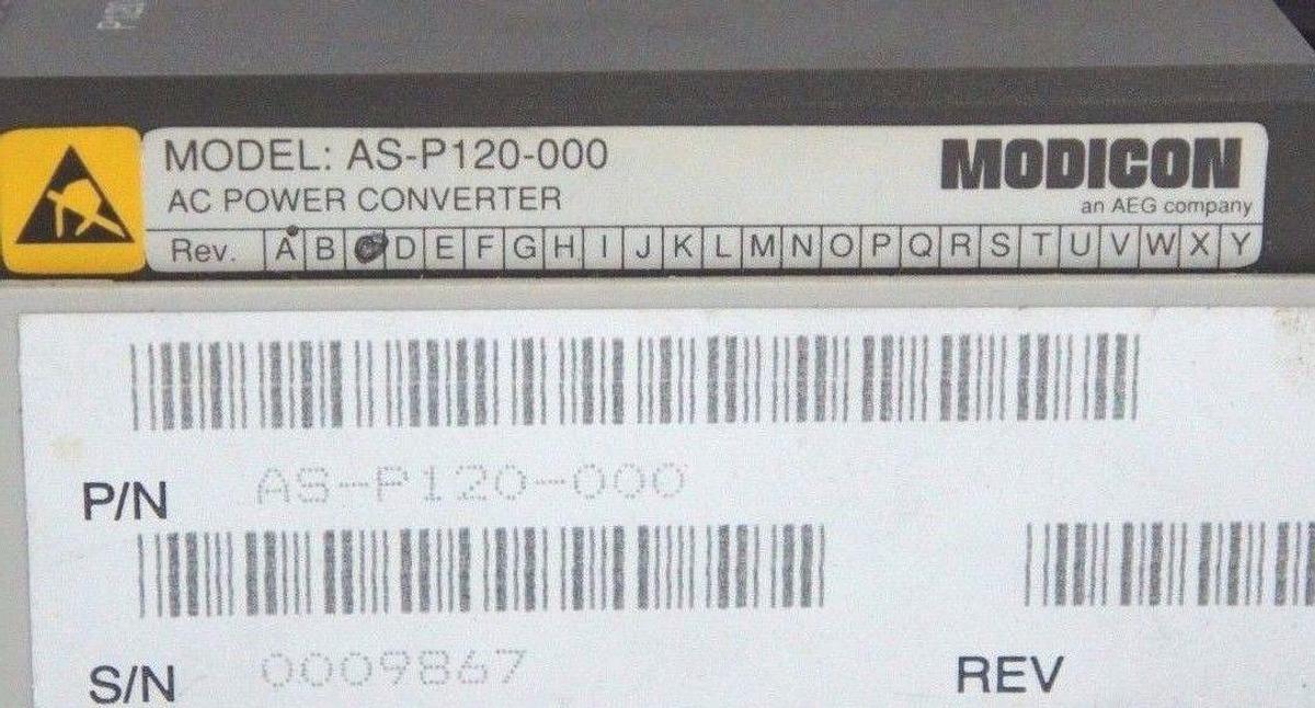 Used AEG MODICON AS-P120-000 AC POWER CONVERTER REV C, 115/230V, .6/.3A, ASP120000