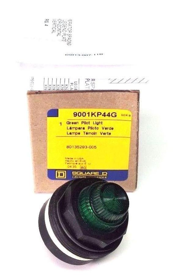 NIB SQUARE D 9001-KP44G SER. B GREEN PILOT LIGHT 30MM, 20/30V, 9001KP44G