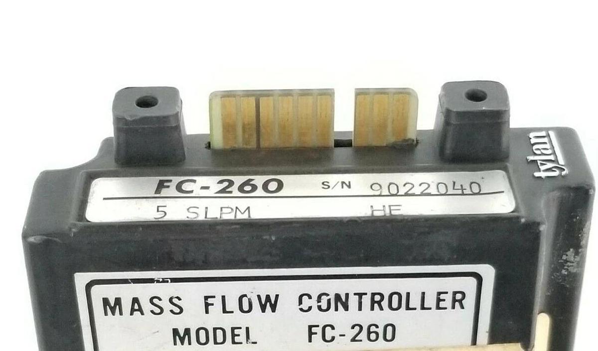 Used TYLAN CORP. FC-260-5-SLPM-HE MASS FLOW CONTROLLER 150PSIG FC-260 FC2605SLPMHE