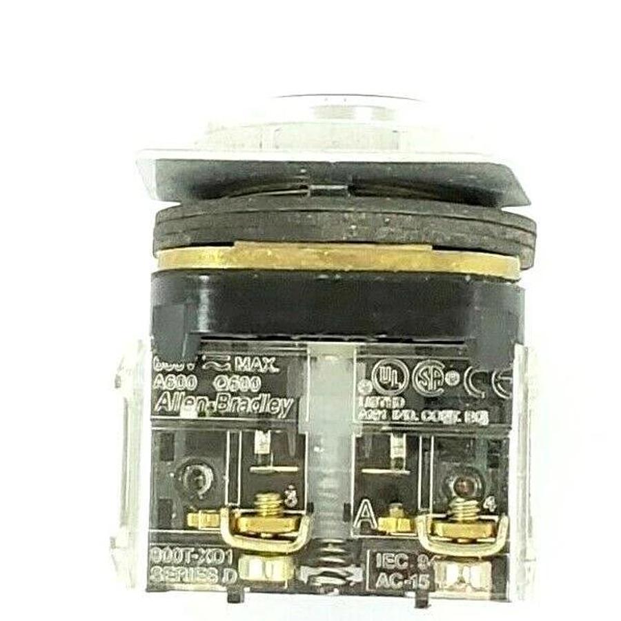 Used ALLEN BRADLEY 800T-A PUSHBUTTON SER. T W/ 800T-XD1 SER. D CONTACT BLOCK W/ PLATE