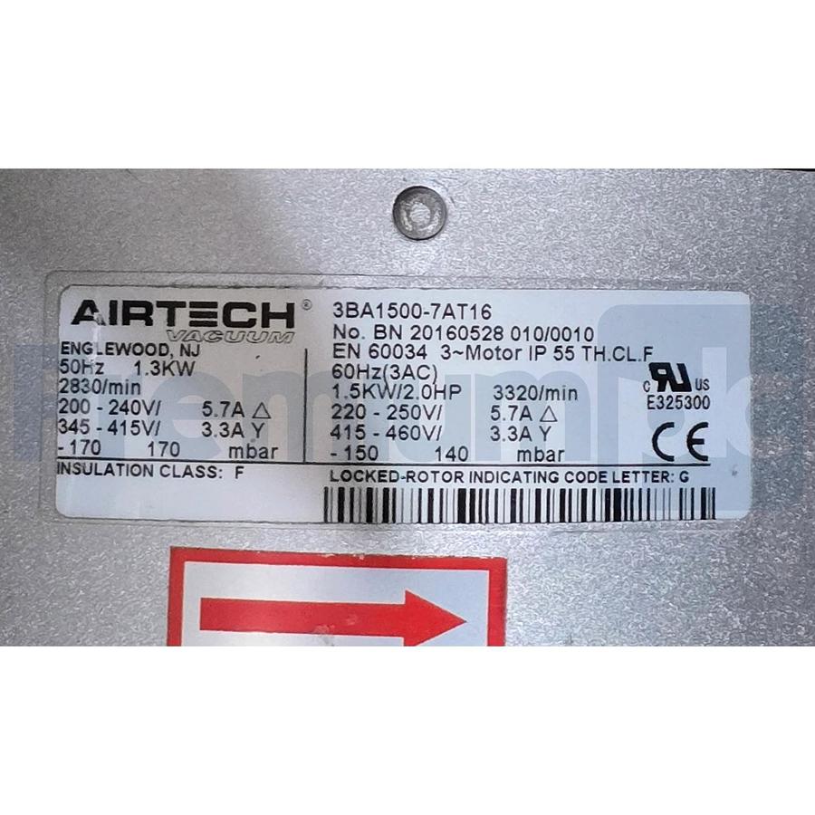 Airtech Vacuum 3BA1500-7AT16 Regenerative Blower 150CFM 2.0HP 208-230/460V 3PH