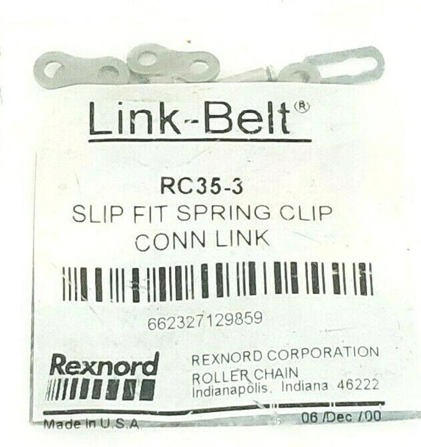 Used NEW REXNORD LINK-BELT RC35-3 SLIP FIT SPRING CLIP CONN LINK 662327129859