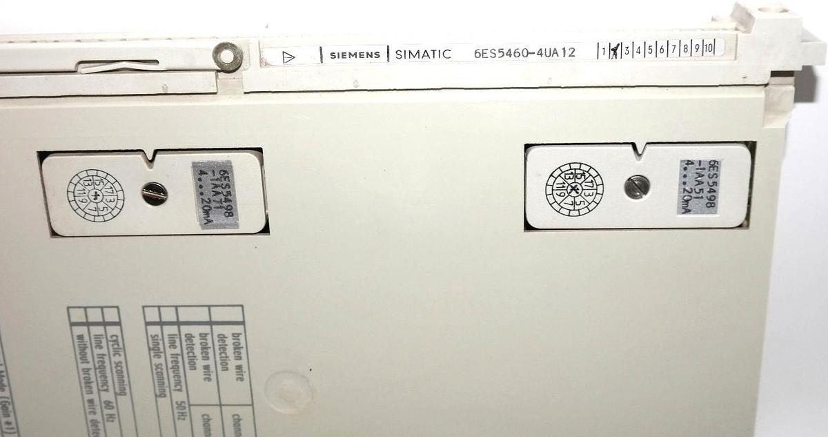 Used SIEMENS 6ES5-460-4UA12 ANALOG INPUT MODULE 6ES54604UA12 W/ 6ES5-498-1AA71