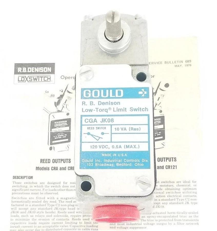 Used NIB GOULD R.B. DENISON CGA-JK08 LIMIT SWITCH 120VDC, 0.5A, 10VA, CGAJK08