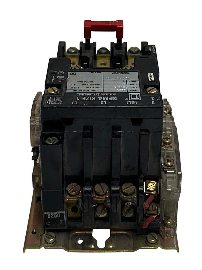 Used SQUARE D 8536-SCO-3 / 8536SCO3 NEMA SIZE 1 MAGNETIC STARTER FORM S SERIES A USNP