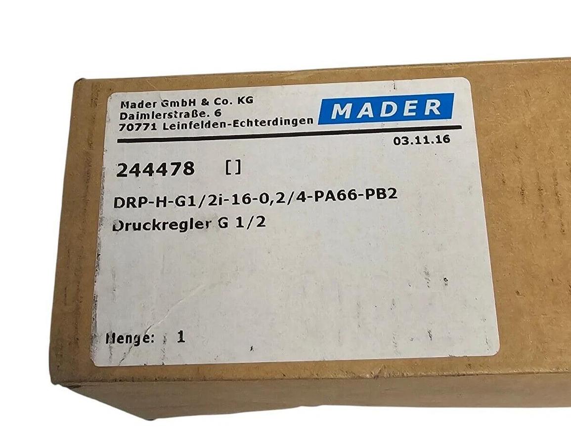 NIB MADER 244478 REGULATOR DRP-H-G1/2I-16-0,2/4-PA66-PB2