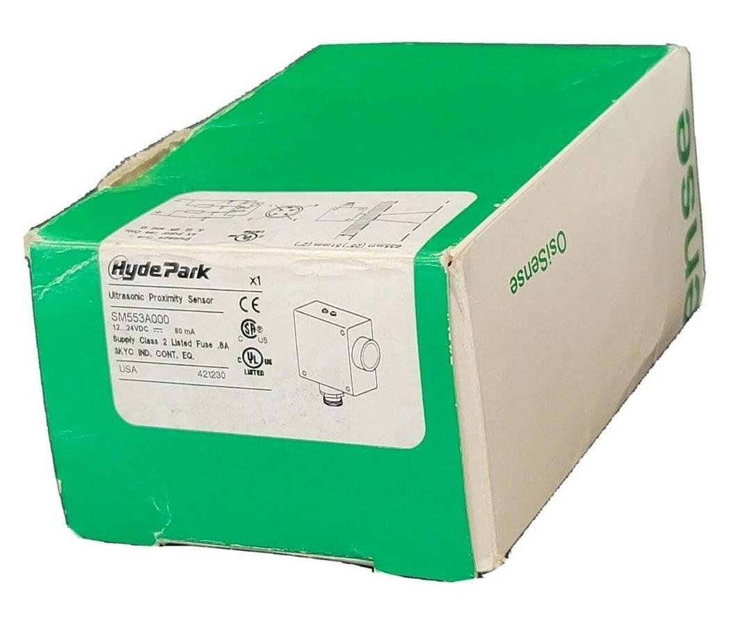 Used NIB SCHNEIDER ELECTRIC HYDE PARK SM553A000 ULTRASONIC PROXIMITY SENSOR