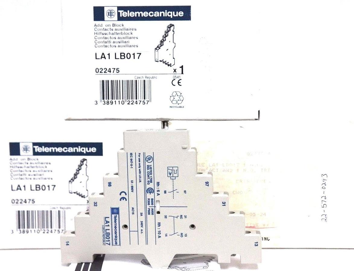 Used LOT OF 3 NIB TELEMECANIQUE LA1-LB017 ADD. ON BLOCKS LA1LB017