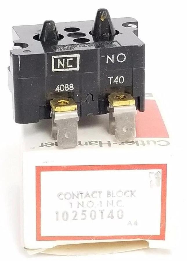 Used NIB EATON CUTLER-HAMMER 10250T40 CONTACT BLOCK 1 N.O. 1 N.C. SER. A4