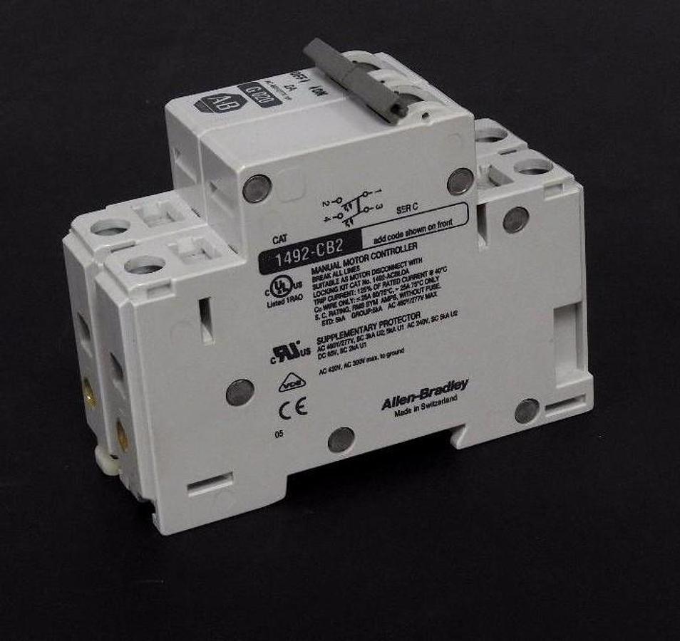 Used ALLEN BRADLEY 1492-CB2 CIRCUIT BREAKER 1492-CB-2-G-020, 2A, SER. C