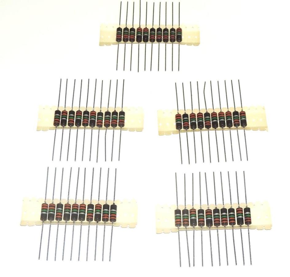 Used NEW IRC GBT-1 CARBON COMPOSITION 1W RESISTORS GRIP STRIP 50 PAK MIL TYPE RC 32