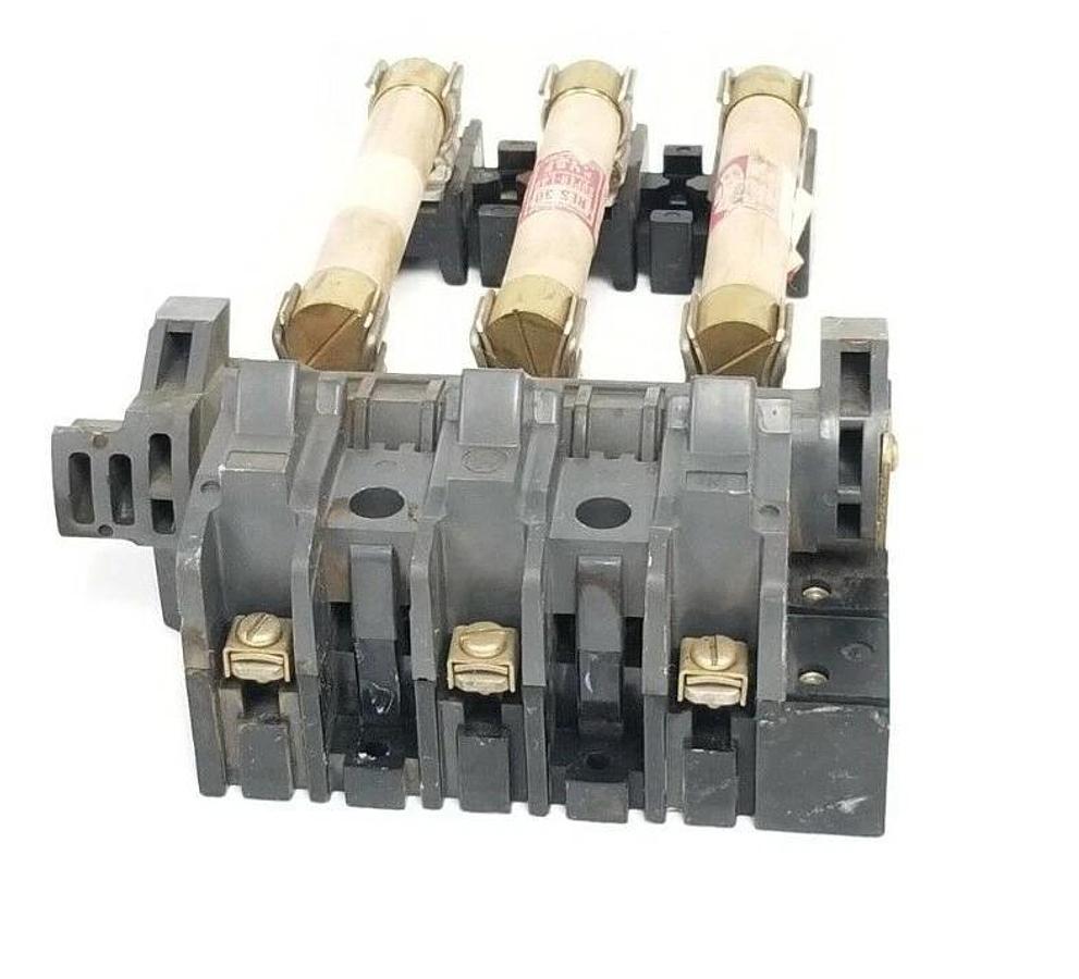 Used ALLEN BRADLEY 1494F FUSE ADAPTER 30A 600VAC-250VDC W/ X-401978 BLOCK & (3) RES30
