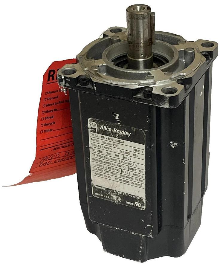Used Allen Bradley MPL-B430P-SJ22AA Servo Motor | Red Tagged | Bad Encoder - AS IS