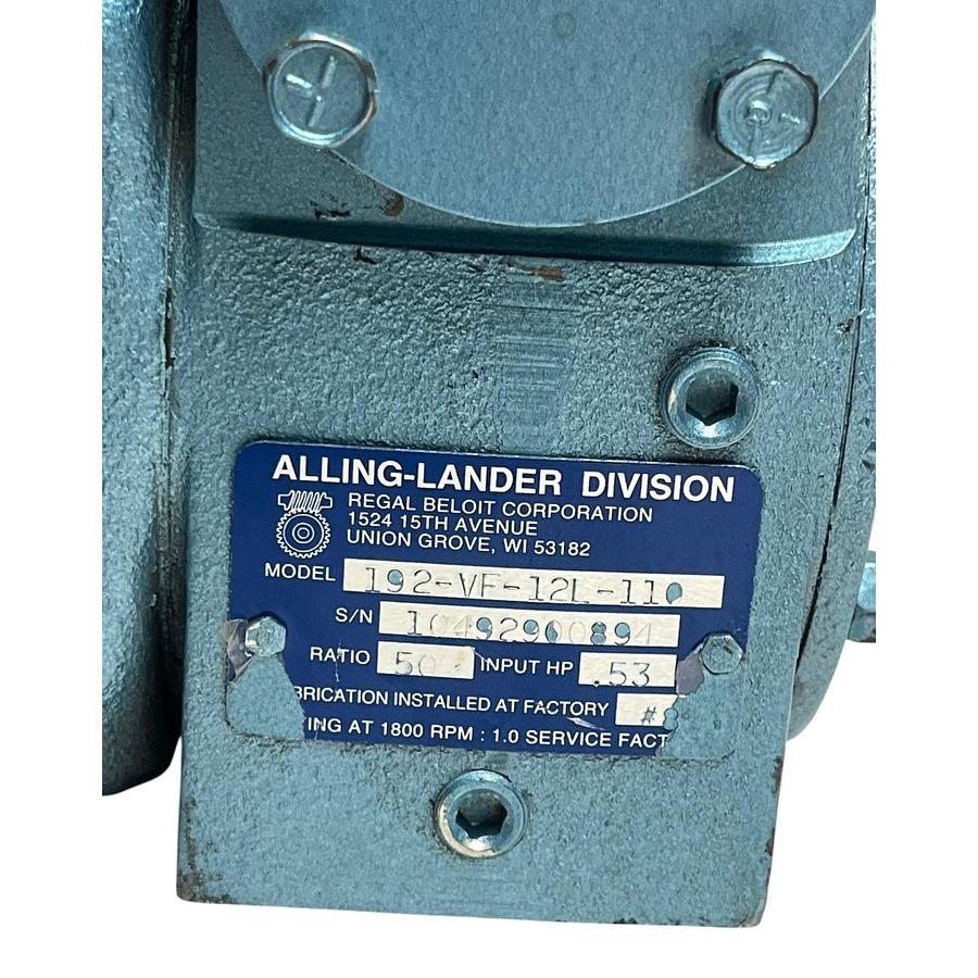 Used Chester Hoist Trolley Gearbox Reducer Model CD-342-F 50:1 Alling-Lander 192-VF-1