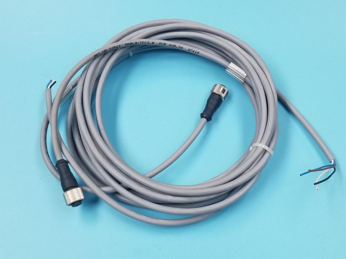 Used LOT OF 2 MURR ELEKTRONIK 33543 MSBL0-TFC3.0 PUR 4X0.34 97410 CONNECTOR CABLES