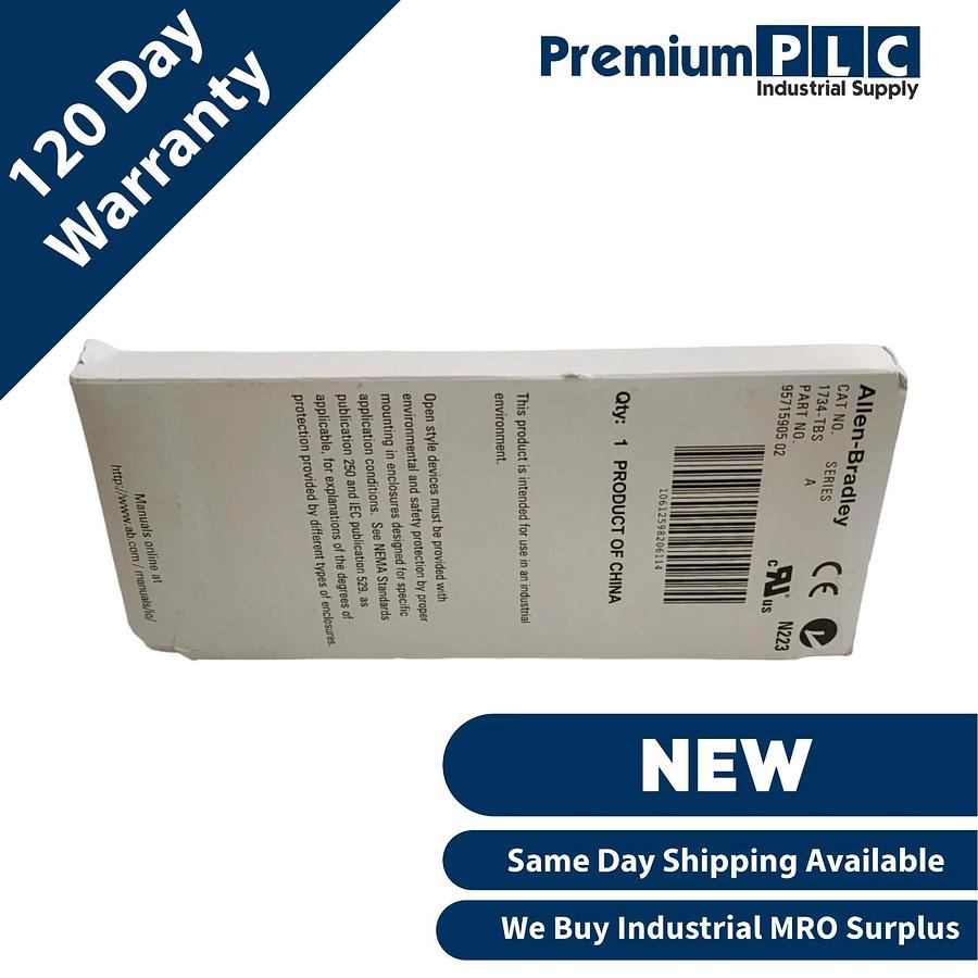 Used ALLEN BRADLEY 1734-TBS /A POINT I/O TERMINAL BASE TWO PIECE,8 SPRING-CLAMP TERM.