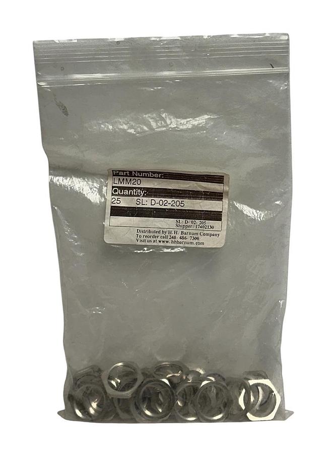Used 25 LUTZE LMM20 HEXAGONAL METAL LOCKNUTS Metric Thread M20x1.5 BRASS NICKEL NSMP