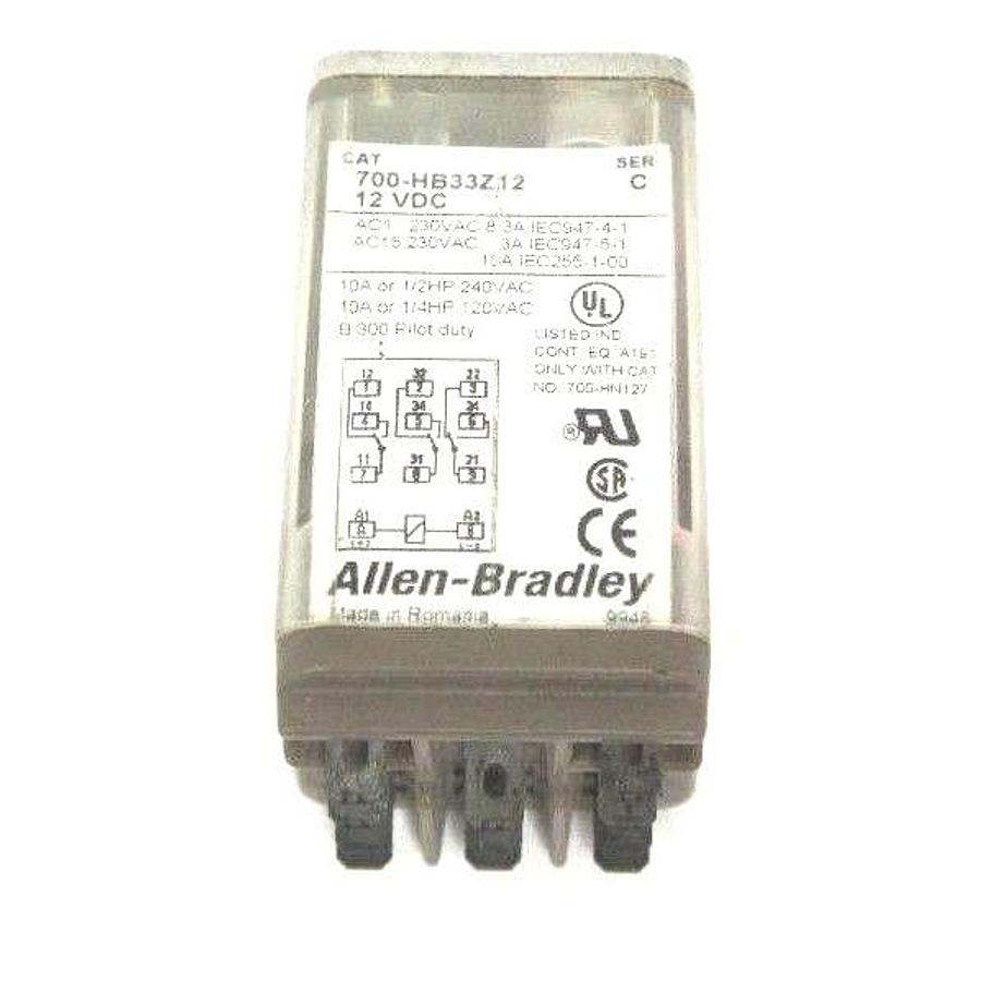 Used ALLEN BRADLEY 700-HB33Z12 RELAY SER. C, 12VDC, 700HB33Z12