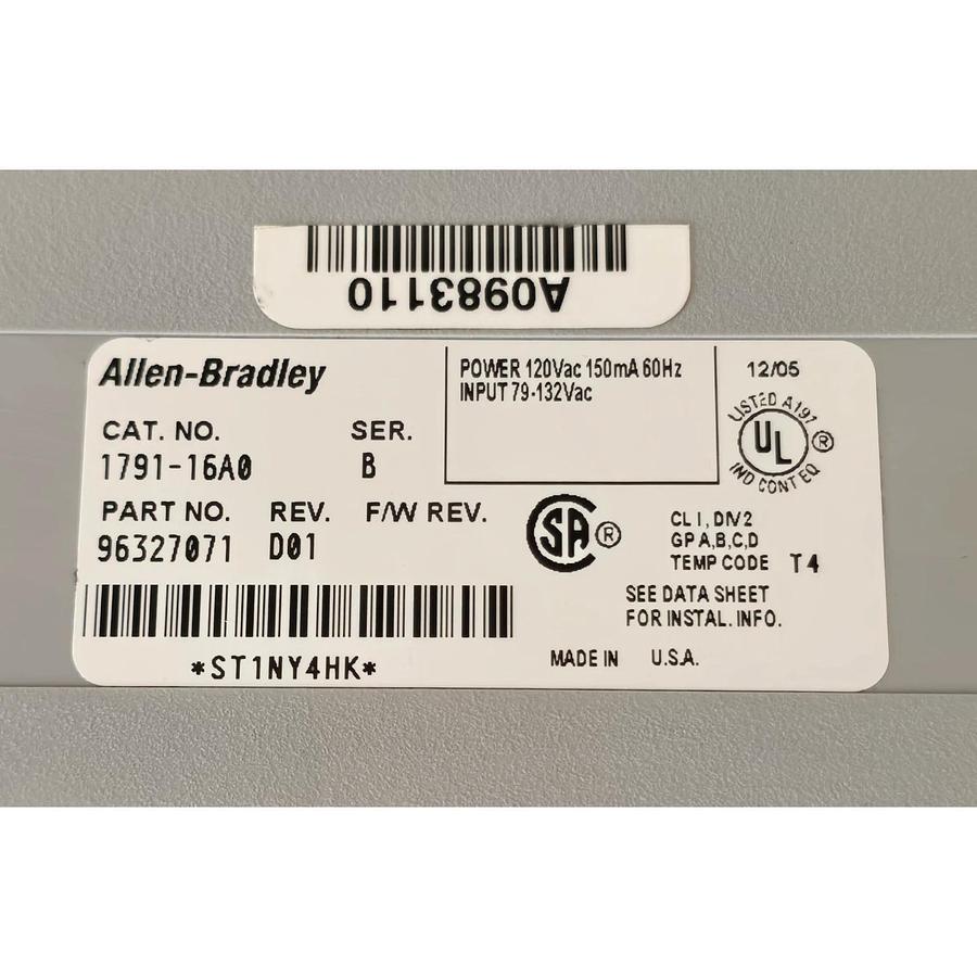 ALLEN BRADLEY 1791-16A0 /B 16-INPUT AC BLOCK I/O MODULE 120VAC 179116A0 REMAN