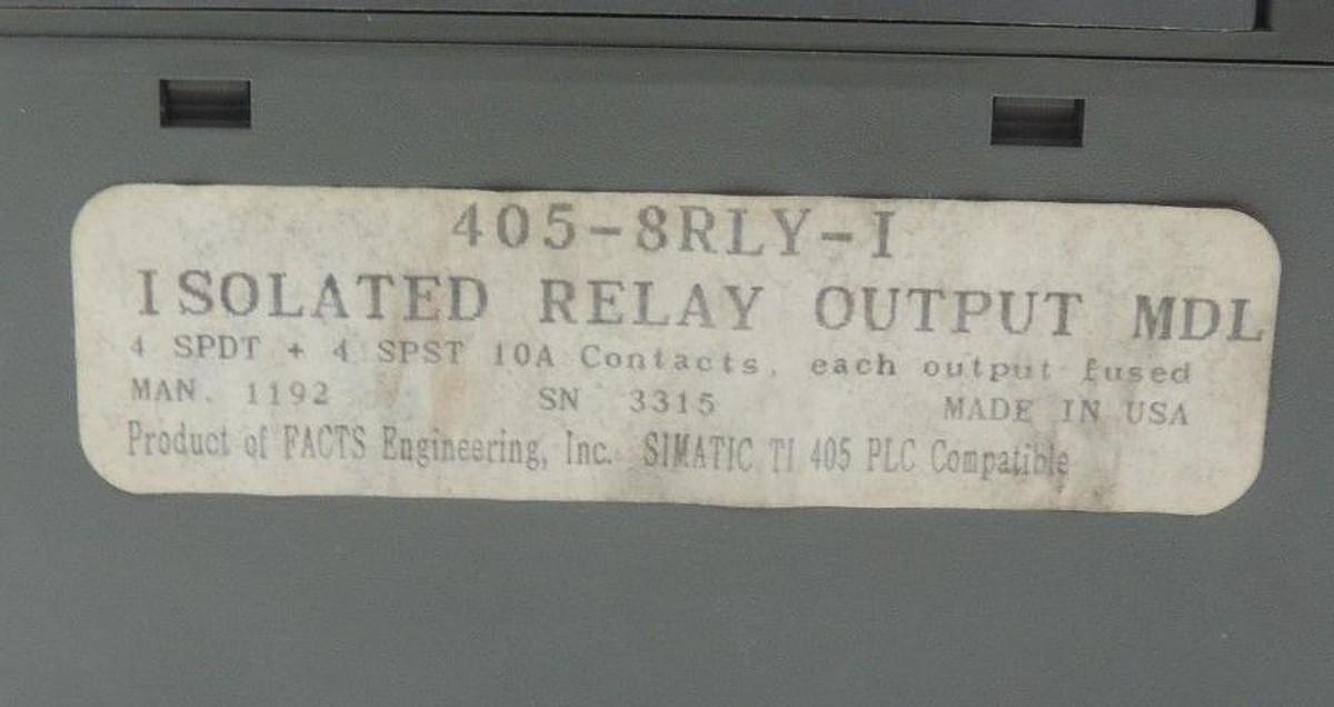 Used SIEMENS U-08B EXPANSION RACK 405-IOEX POWER SUPPLY U-12T , 405-8RLY-I MODULES
