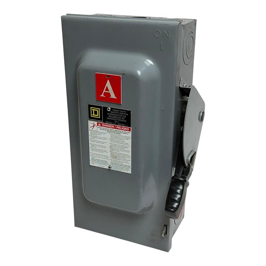 Used Square D HU362 Safety Switch 60A 600VAC 600VDC 3 Pole Non-Fusible Disconnect