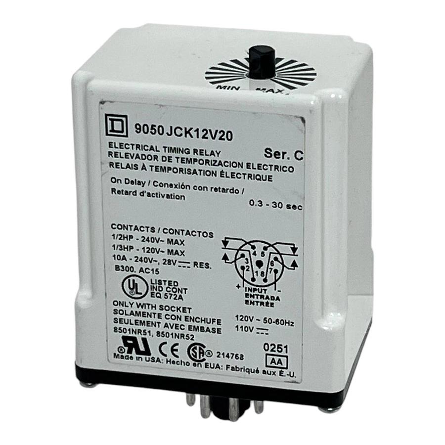 Square D 9050JCK12V20 Electrical Timing Relay 120V On Delay New Surplus