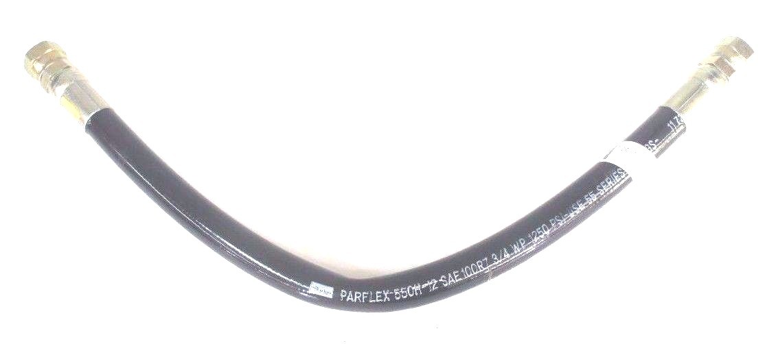 Used NEW PARKER 550H-12 HYDRAULIC HOSE 26" TOTAL WITH (2) 10655-12-12 3/4" FITTINGS