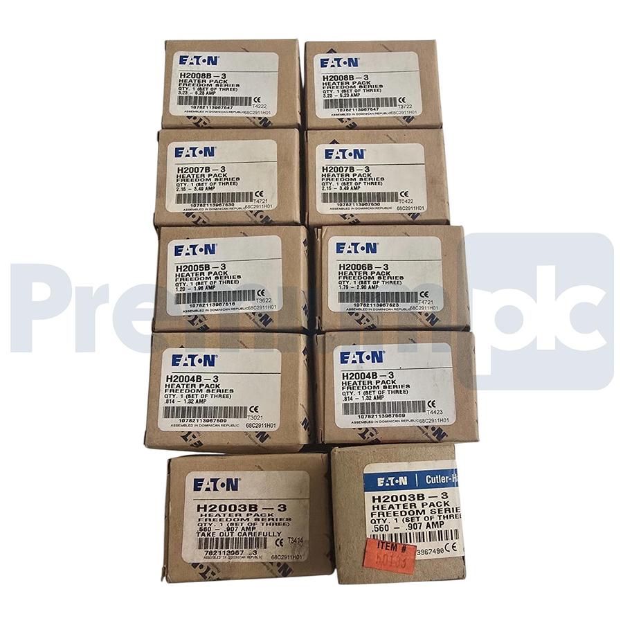 Used Lot of 10 Eaton Freedom Series Heater Pack Sets | H2003B-3 to H2008B-3 | NSMP