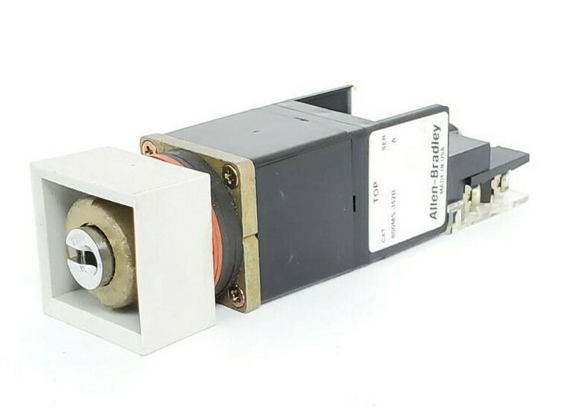Used ALLEN BRADLEY 800MS-J42B SER. A SELECTOR SWITCH W/ 800M-XAK SER. A CONTACT BLOCK