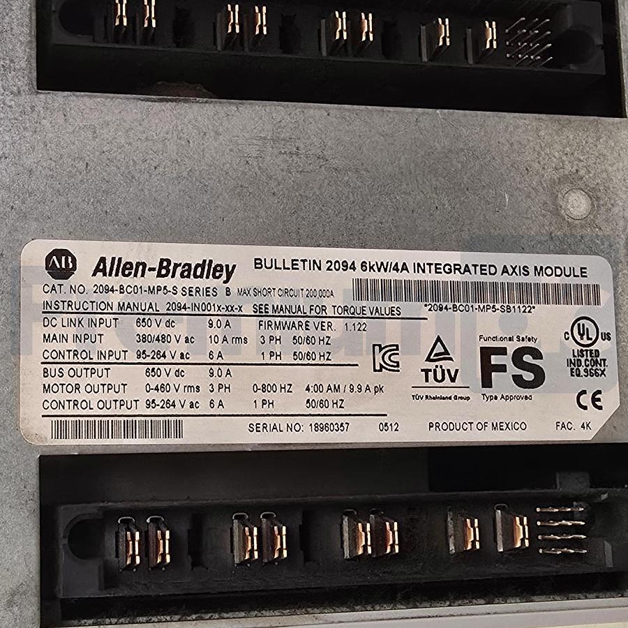 Used Allen Bradley 2094-BC01-MP5-S /B Kinetix 6000 Integrated Axis Module 6kW USPI