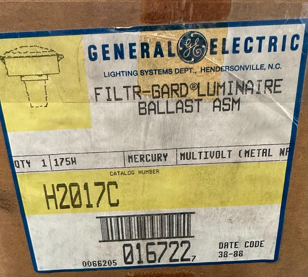 Used NEW GENERAL ELECTRIC H2017C FILTR-GARD LUMINAIRE BALLAST 175W MULTI-VOLT