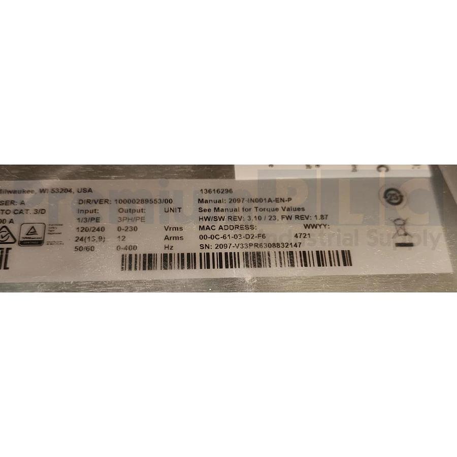 ALLEN BRADLEY 2097-V33PR6 /A KINETIX 300 EtherNet/IP INDEXING SERVO DRIVE NSMP 884951147560